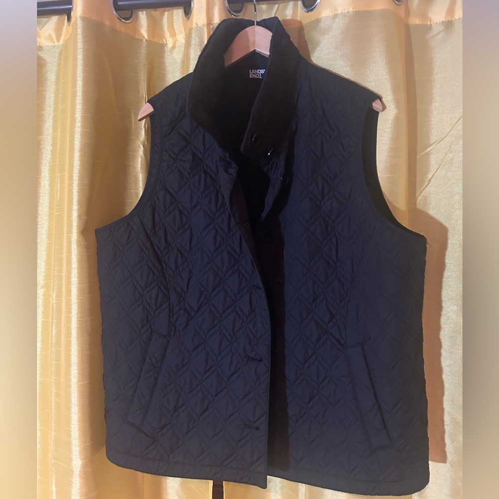 Lands' End Black Quilted Vest